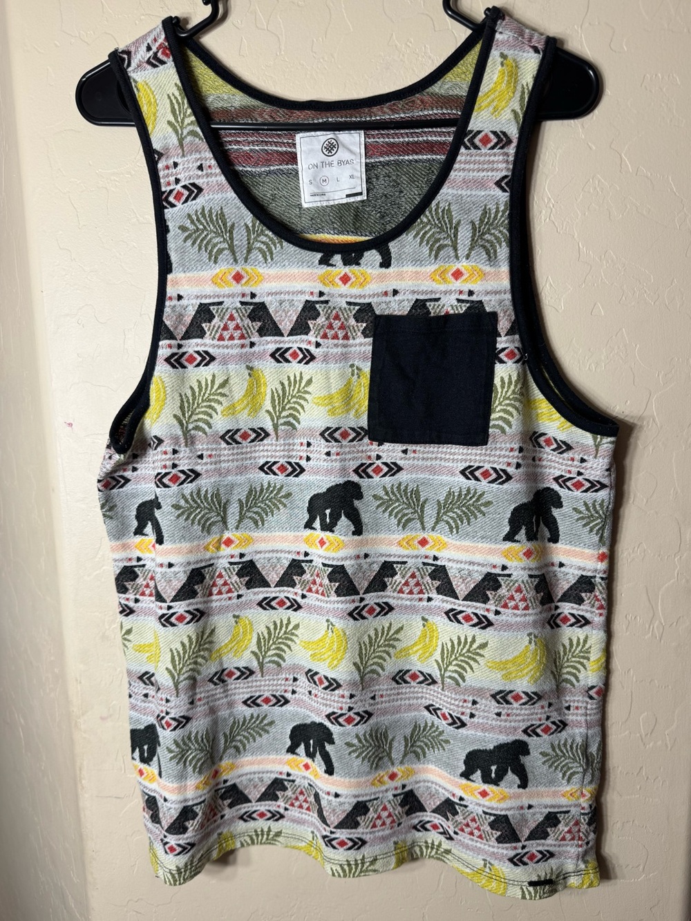 On the Byas Gorilla Banana Tribal Print Pocket Tank Top Men’s Medium